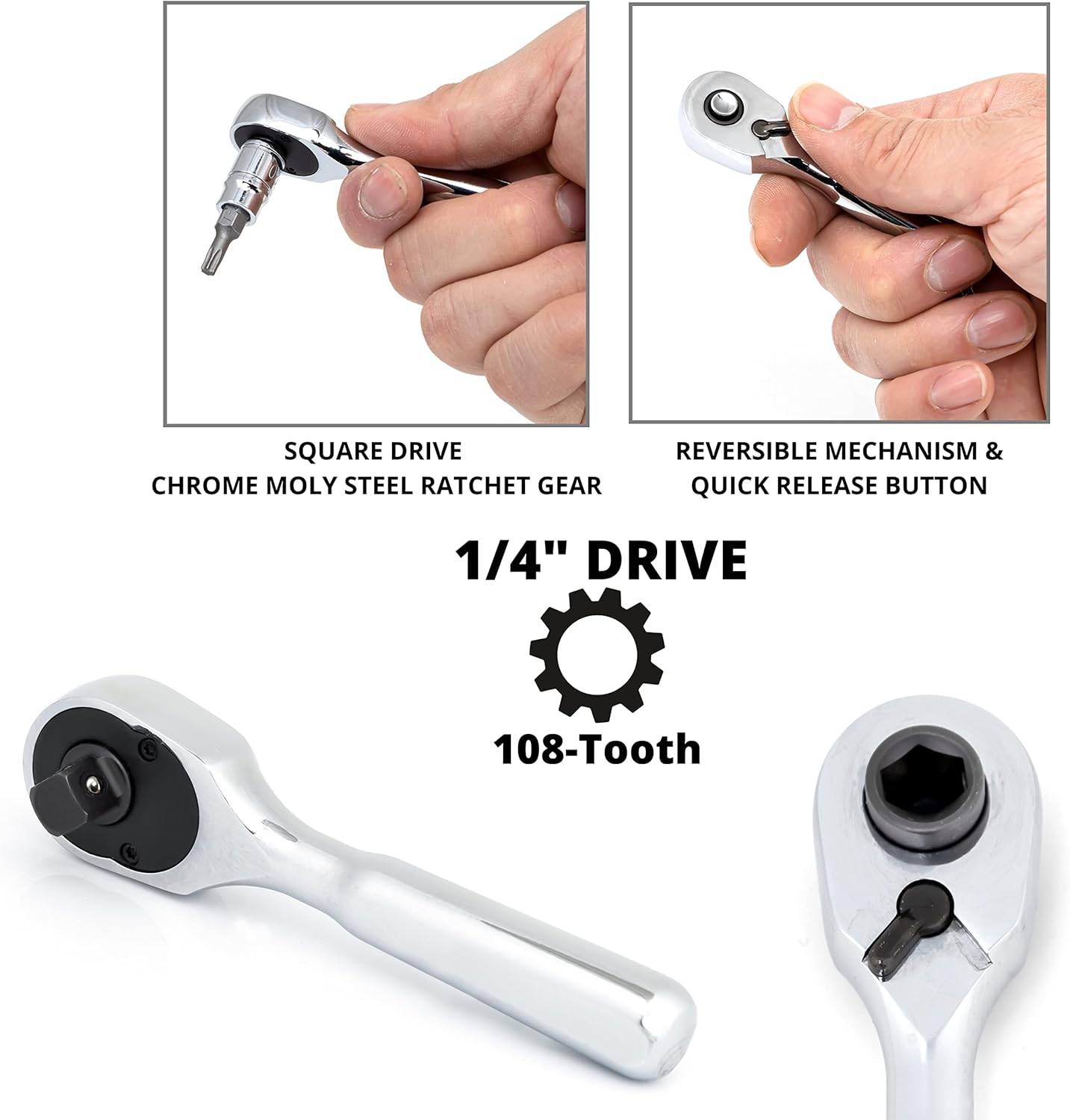 Stubby Ratchets – 1/4" Drive, 108-Tooth