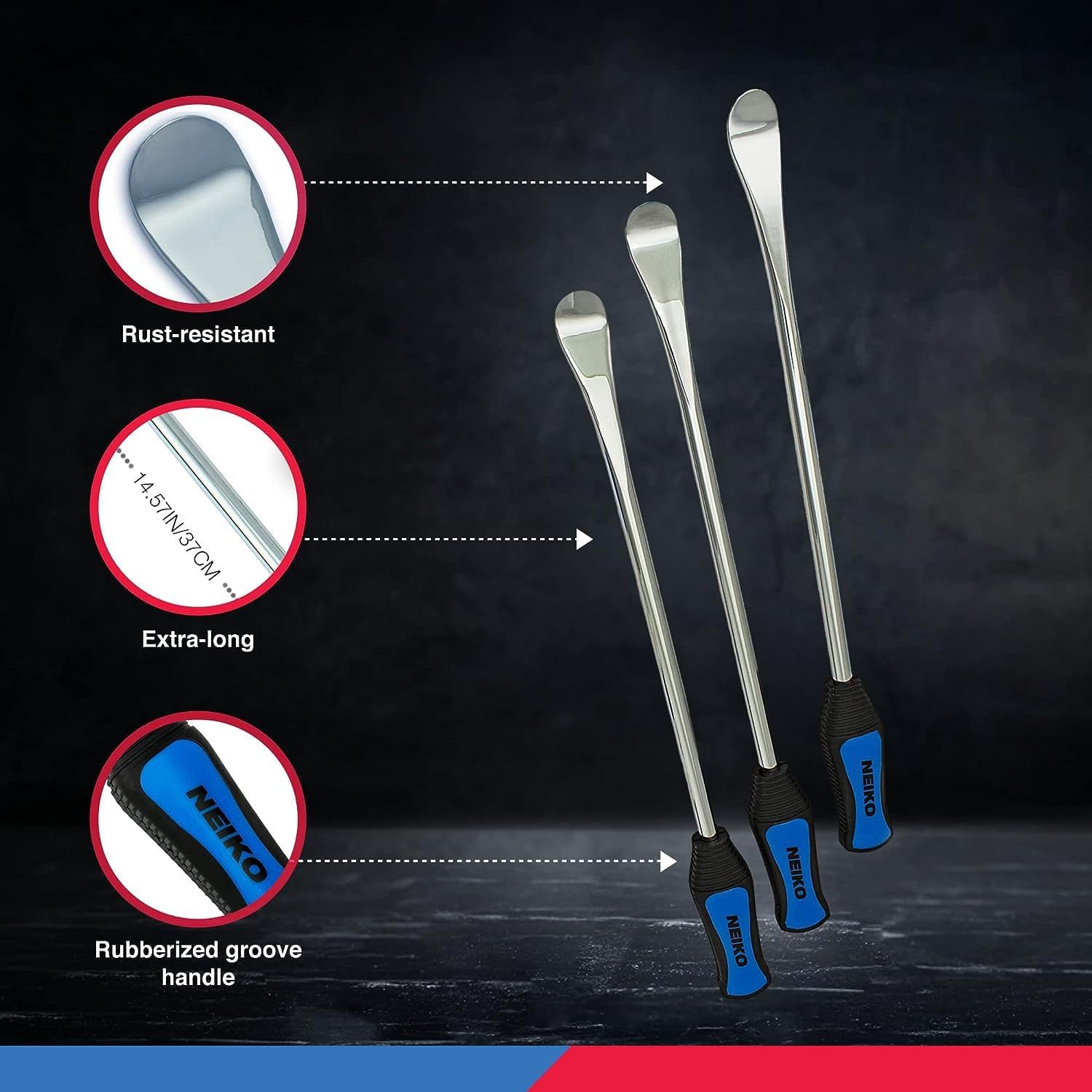 14.5” Steel Tire Spoons Tool Set, Tire Tools Include Tire Spoons, 3 Piece Rim Protector (3-Piece)