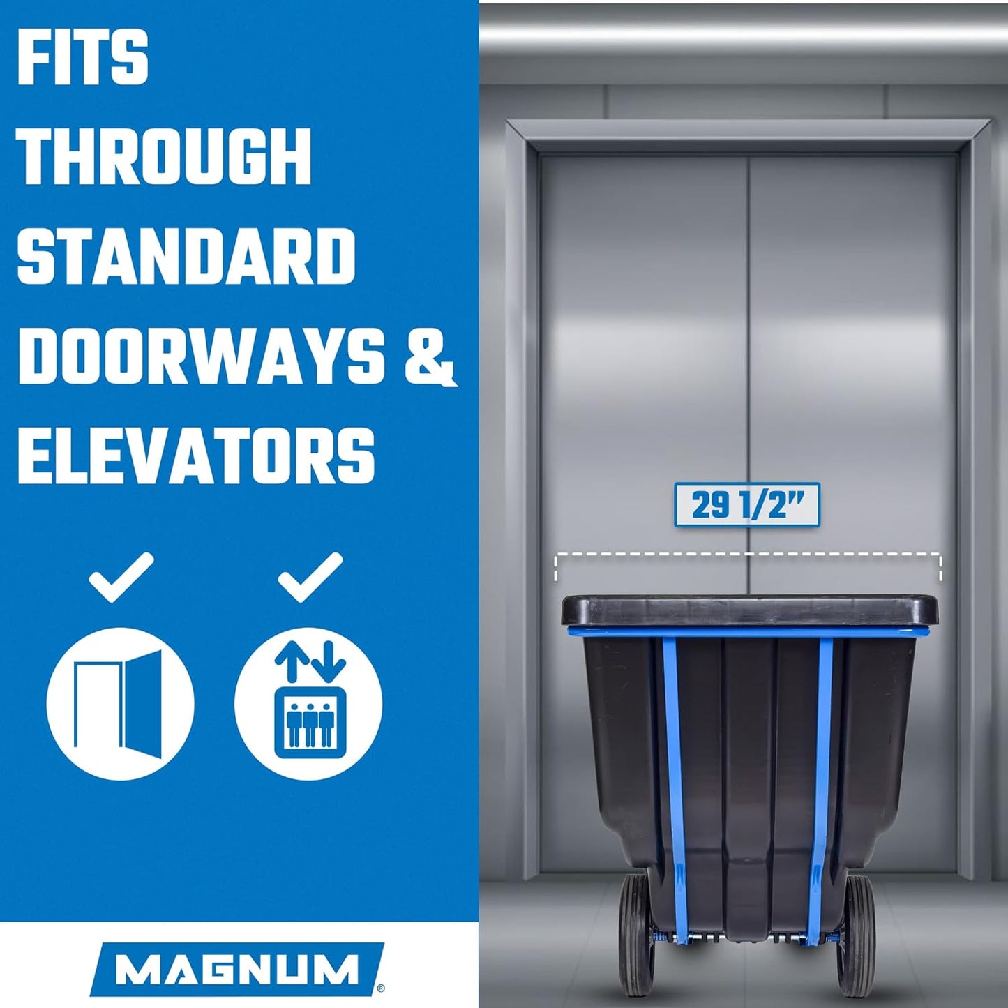 MAGNUM Tilt Truck, 1 Cu. Yd. Covered Capacity Dump Cart with Heavy Duty 12” Wheels & 5” Casters & Heavy Duty Full Frame for Jobsites, 1200 lbs, Trash Cart with Wheels DUC100-H-02PK (2-Pack)