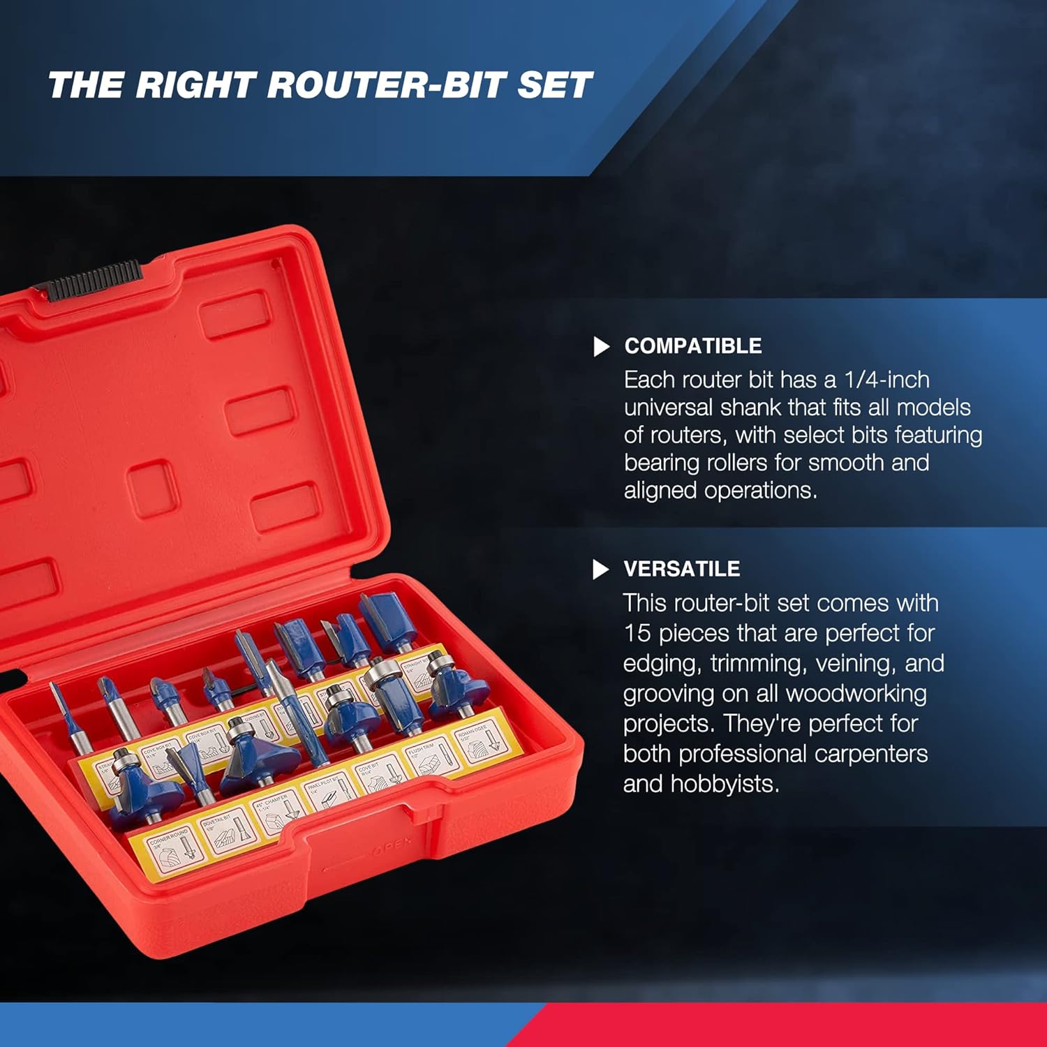 Tungsten Carbide Router Bits Router Bit Set (15-Piece)
