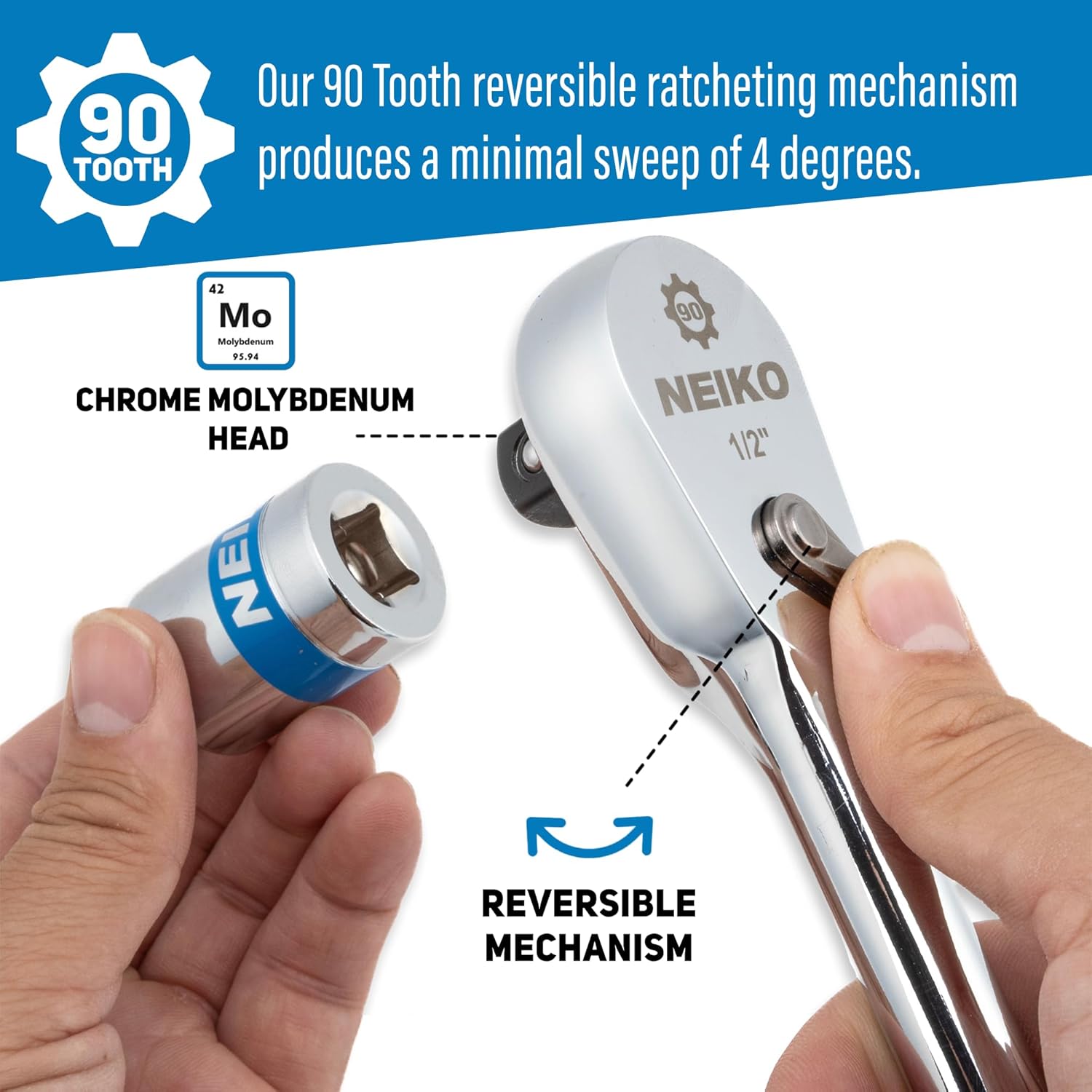 Low-Profile Flat Head Ratchet Set – 1/4”, 3/8” & 1/2” Drive (3-Piece)