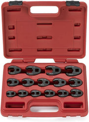 Metric Crowfoot Wrench Set — 1/2" & 3/8" Drive, Cr-Mo, 8–24 mm (15-Piece)
