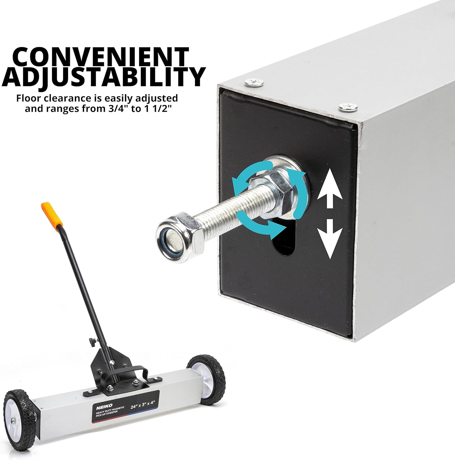 24" Rolling Magnetic Sweeper — 50-Lb Capacity, Quick Release