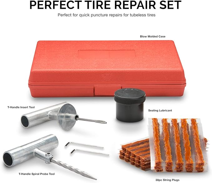 TOOLUXE Heavy-Duty Tire Repair Kit – Universal Plug Kit (35-Piece, 2-Pack)