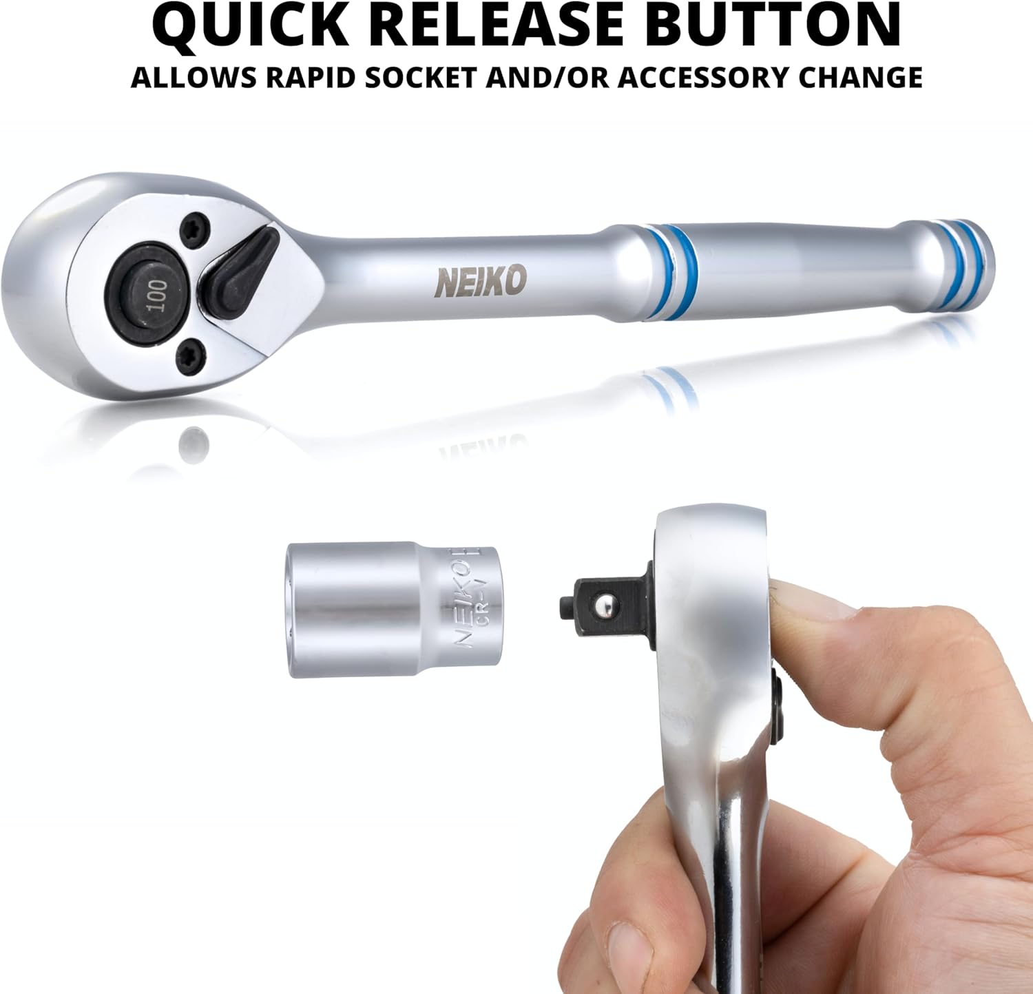 3/8” Drive Ratchet Wrench – 100-Tooth, Quick Release