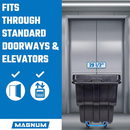 MAGNUM Tilt Truck, 1 Cu. Yd. Covered Capacity Dump Cart with Non-Marking 12” Wheels & 5” Casters & Reinforcing Bottom Frame for Jobsites, 1000 lbs, Trash Cart with Wheels DUC100-R-NM-02PK (2-Pack)