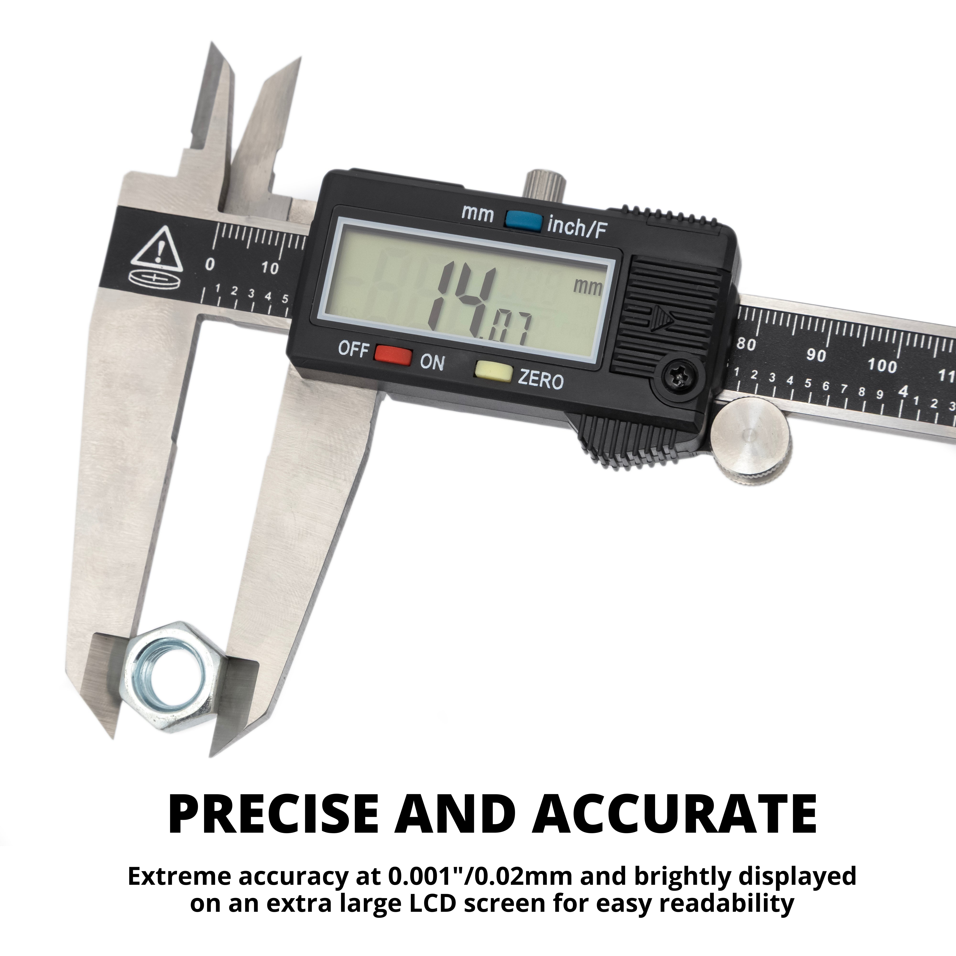 NEIKO 01409A 12” Electronic Digital Caliper | Extra Large Display | 0-12 Inches | Inch/Fractions/Millimeter Conversion | Polished Stainless Steel