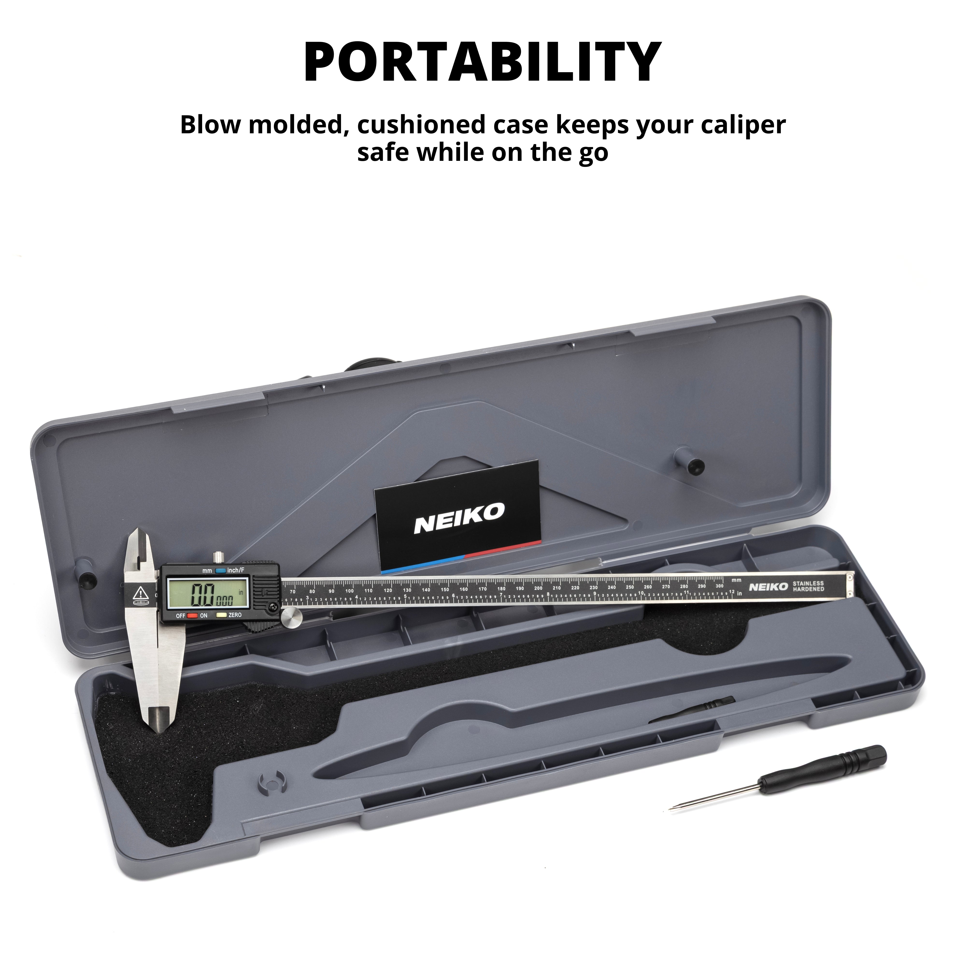 NEIKO 01409A 12” Electronic Digital Caliper | Extra Large Display | 0-12 Inches | Inch/Fractions/Millimeter Conversion | Polished Stainless Steel