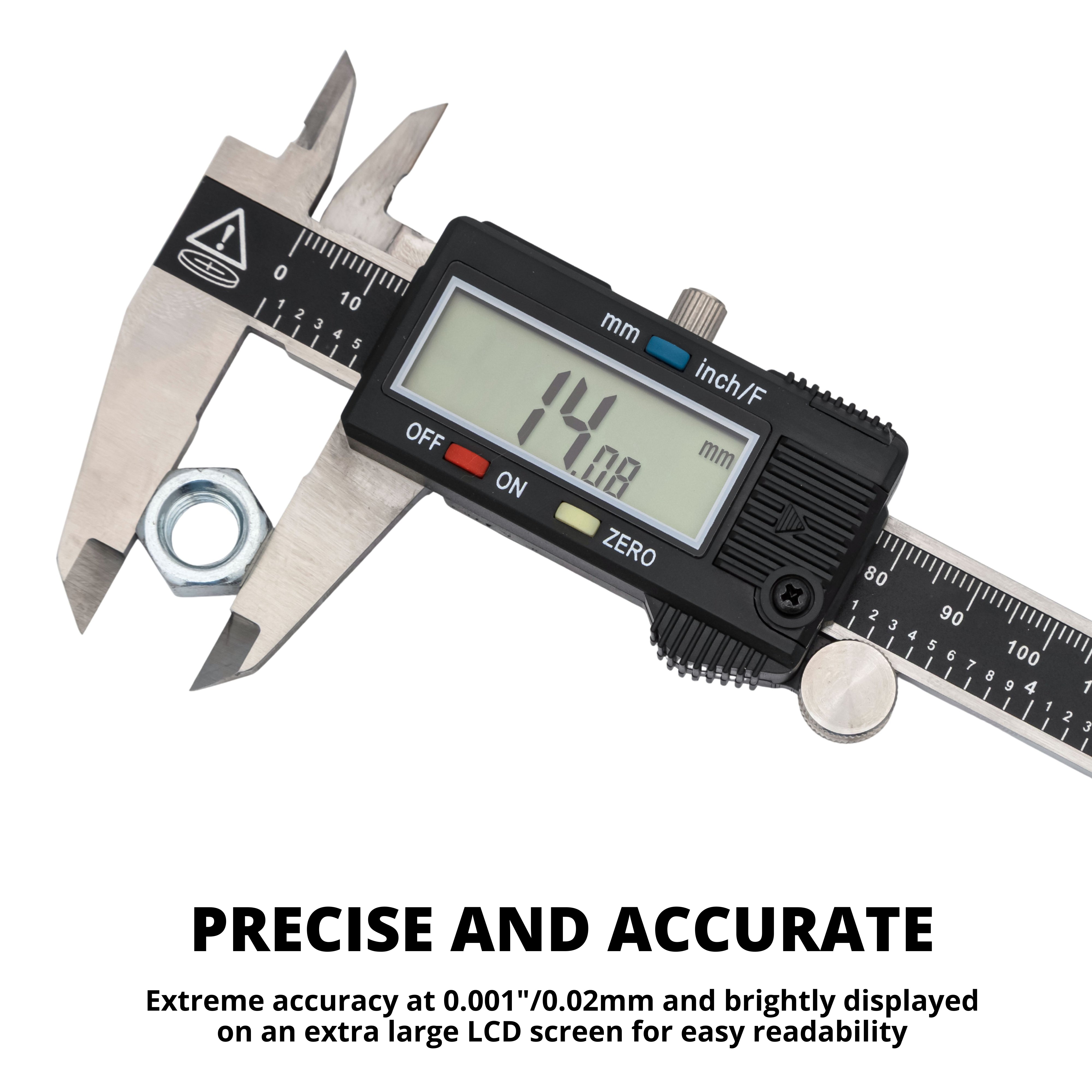NEIKO 01407A Electronic Digital Caliper Measuring Tool, 0-6 Inches Stainless Steel Construction with Large LCD Screen Quick Change Button for Inch Fraction Millimeter Conversions, Digital Caliper Measurement Tool