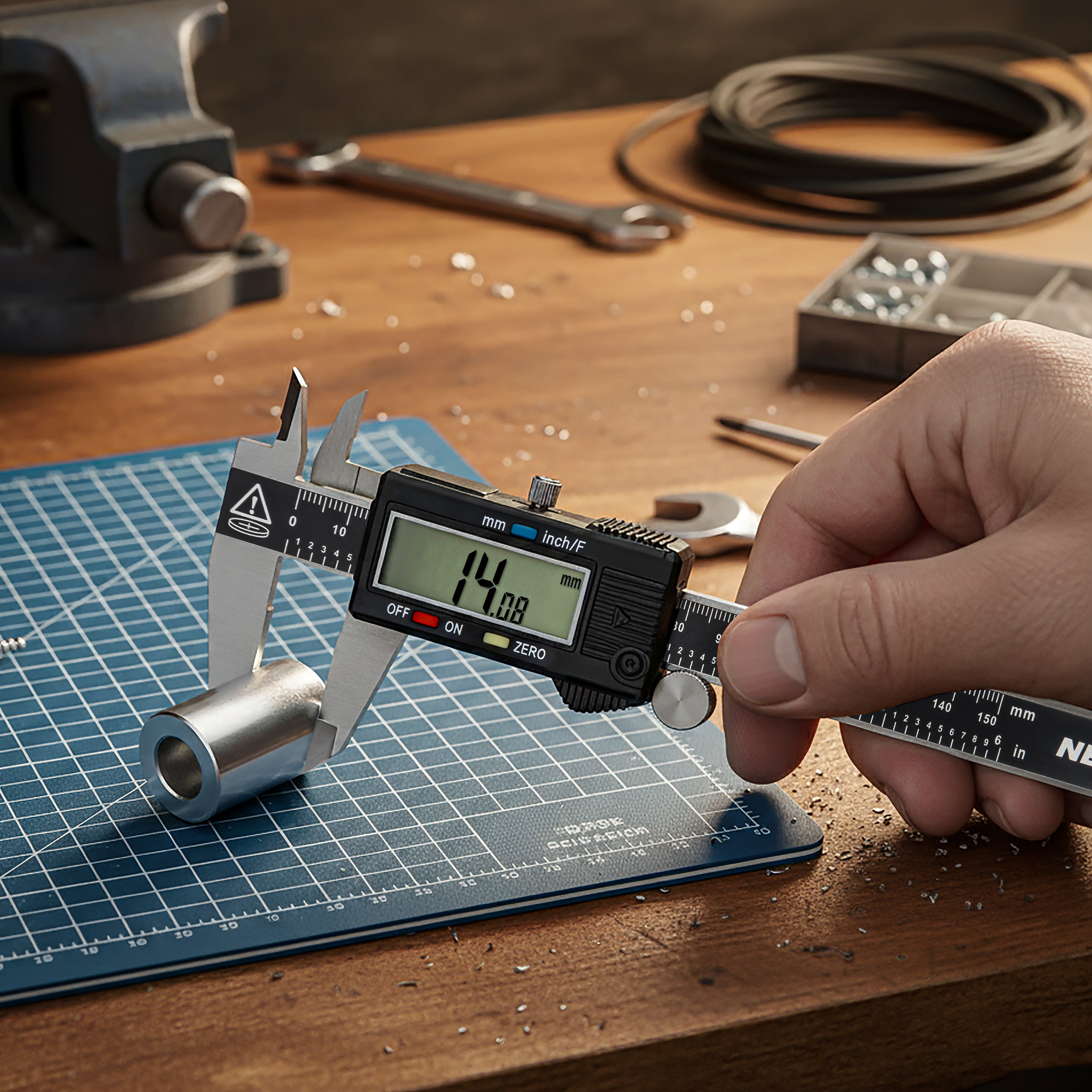 Electronic Digital Caliper Measuring Tool — 0-6" Range, Stainless Steel