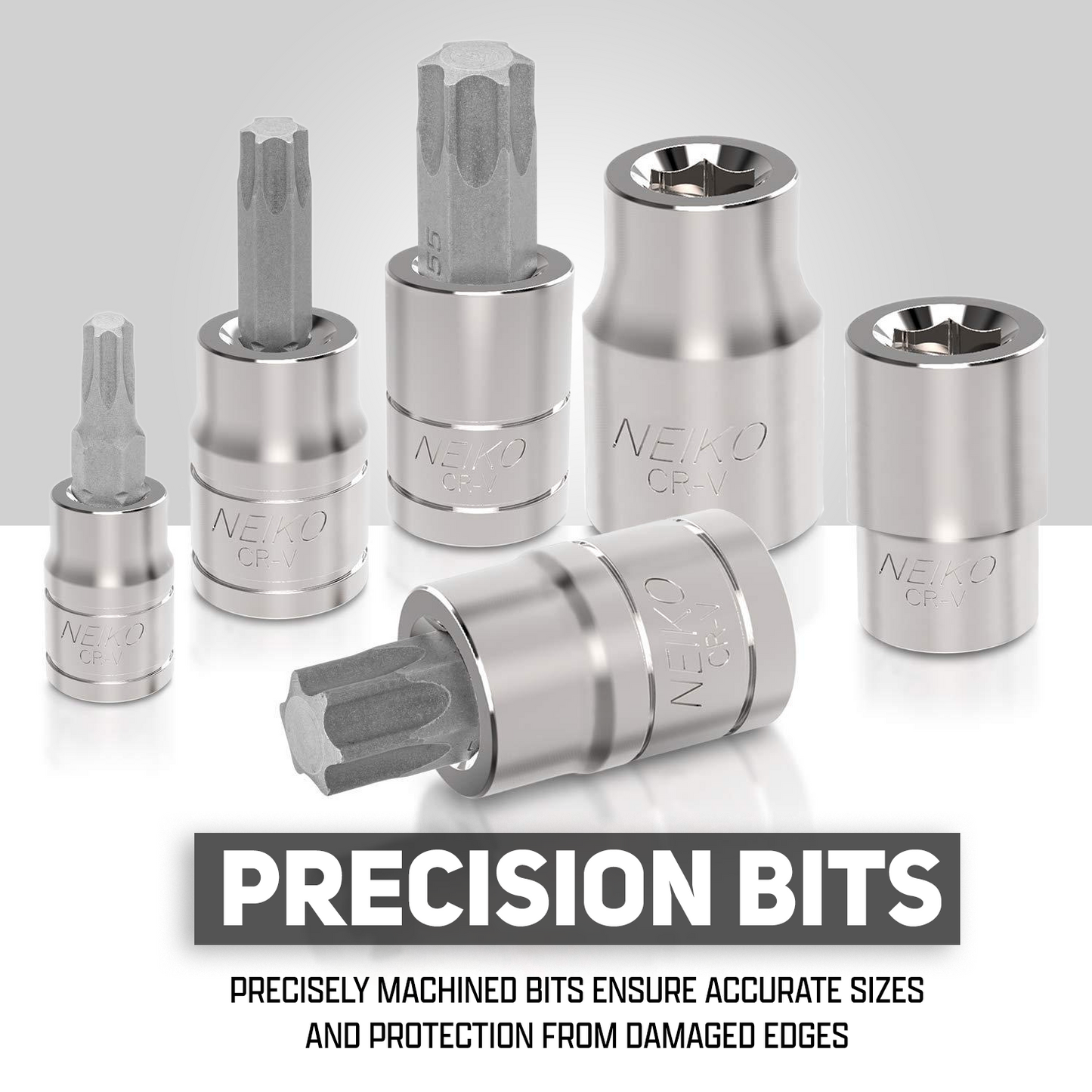 Neiko 10070A Torx Bit Socket and E-Torx Star Socket Set | 35-Piece Set, S2 and Cr-V Steel, 1/4”, 3/8” and 1/2-Inch Drive