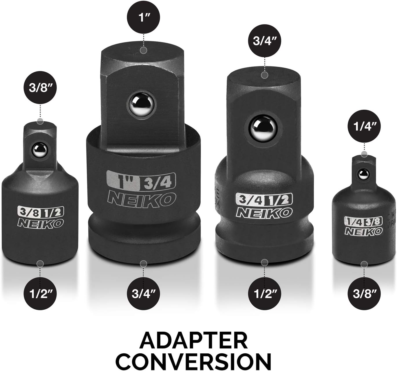 NEIKO 30223A 8 PC Impact Socket Adapter Set, Standard SAE Size, Cr-V S ...