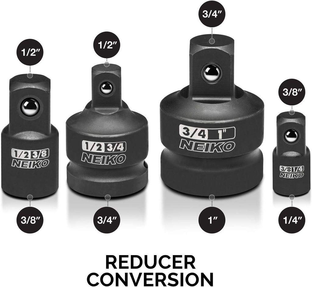 NEIKO 30223A 8 PC Impact Socket Adapter Set, Standard SAE Size, Cr-V S ...