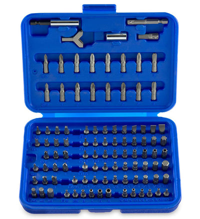 Security Bit Set — Cr-V Steel, 100 Pieces, 15+ Bit Types, 1/4" Adapters