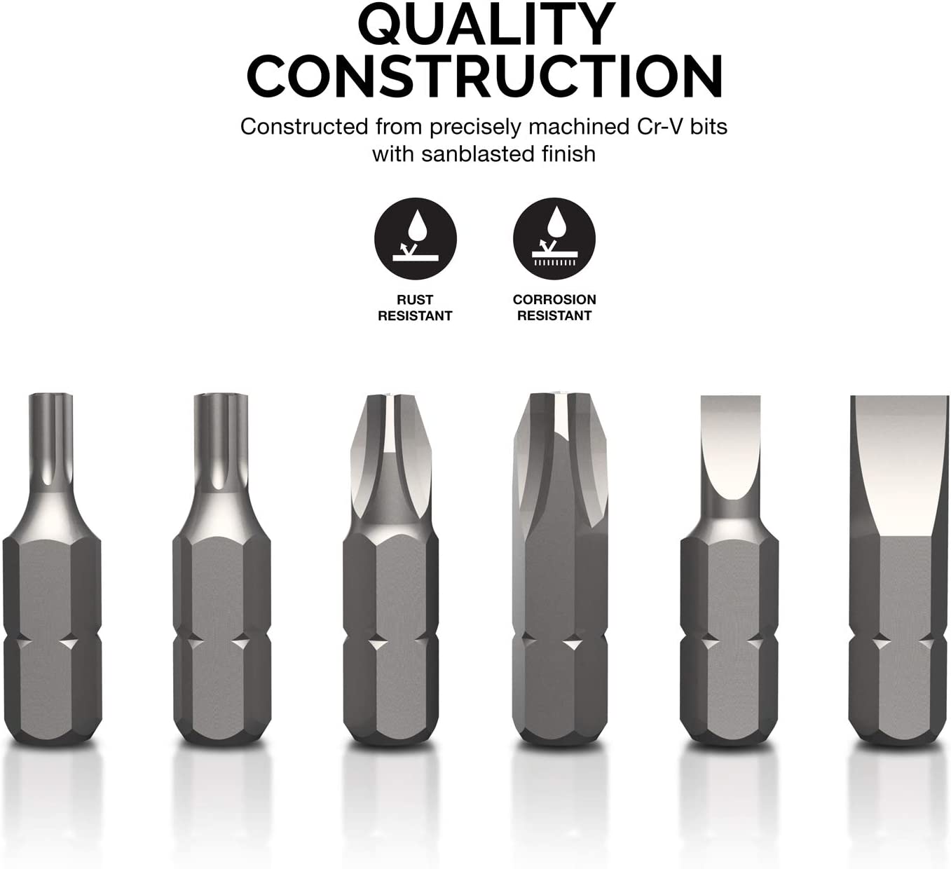 Security Bit Set Cr-V Steel 1/4-inch Adapters Phillips Slotted Hex Torx Star Tamperproof Pozi Square Spanner Torque Tri-Wing Clutch Spline Wing Nut, Security Torx Bit Set (100-Piece)