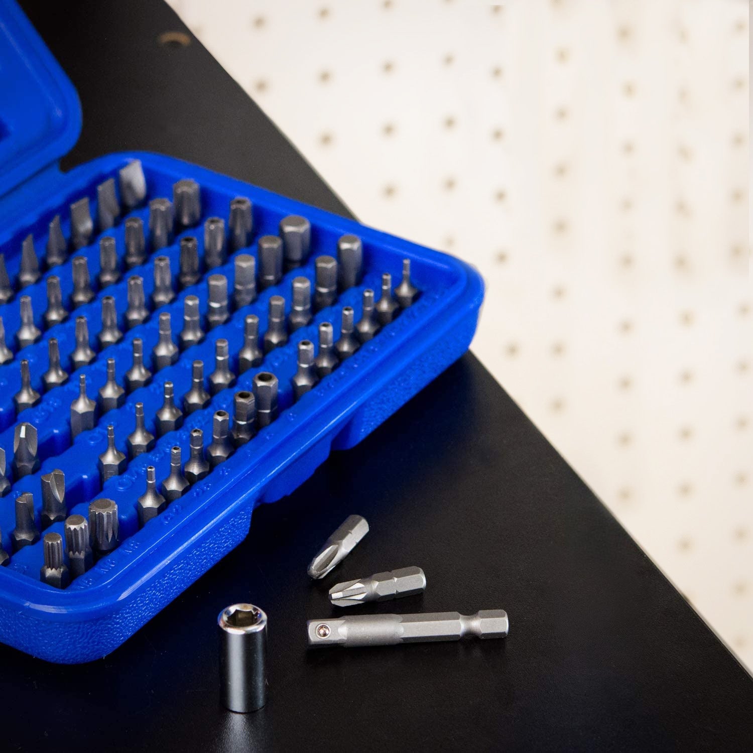 Security Bit Set Cr-V Steel 1/4-inch Adapters Phillips Slotted Hex Torx Star Tamperproof Pozi Square Spanner Torque Tri-Wing Clutch Spline Wing Nut, Security Torx Bit Set (100-Piece)