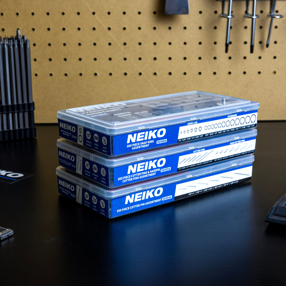 NEIKO 50459A Cotter Pin and R Clip Assortment, 200 Pc 304 Stainless Steel