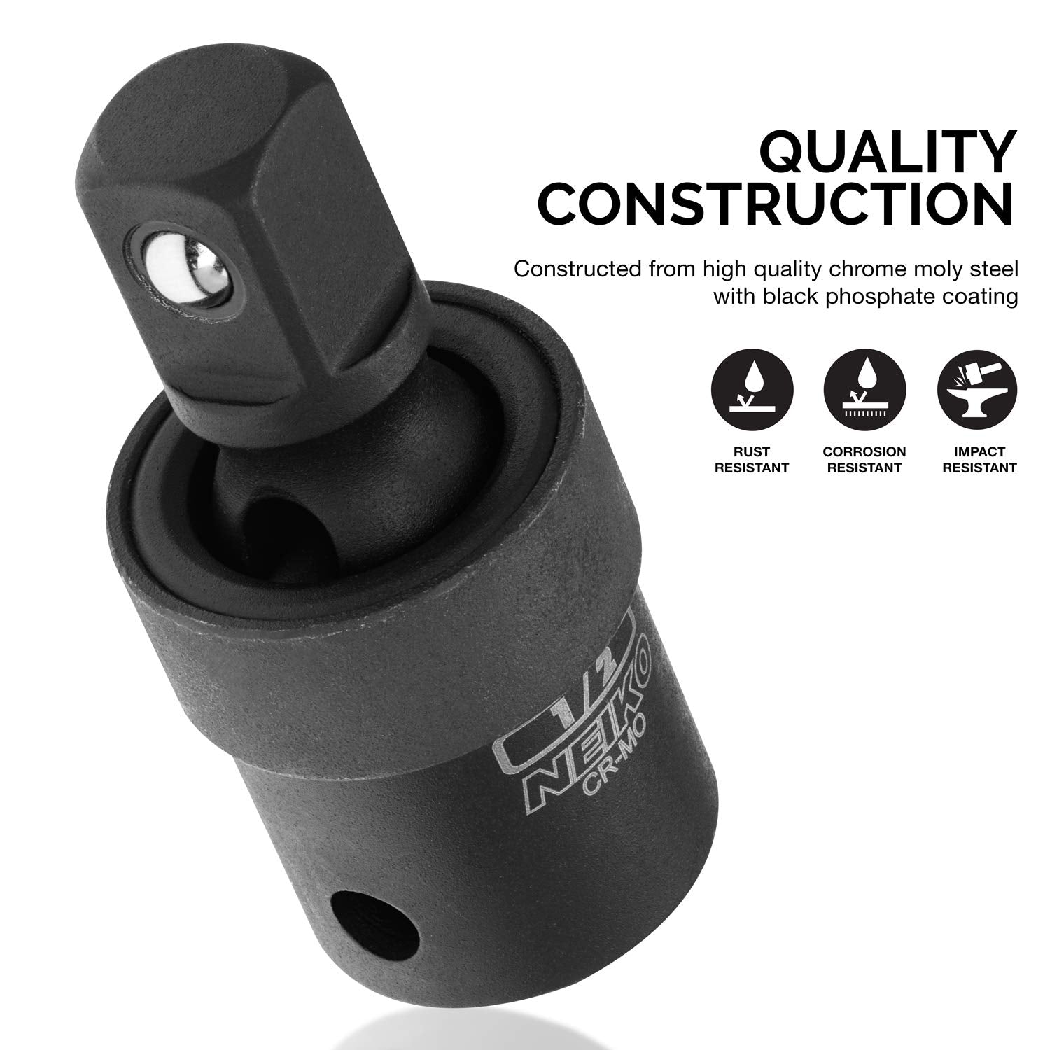 1/2” Drive Universal Joint Swivel Socket Adapter, Cr-Mo Impact Grade