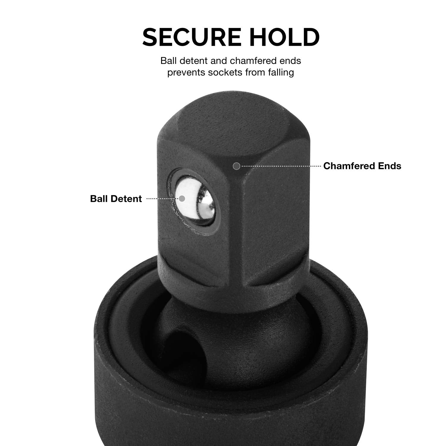 1/2” Drive Universal Joint Swivel Socket Adapter, Cr-Mo Impact Grade