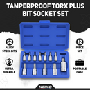 NEIKO 10085A Tamperproof Torx Plus Bit Socket Set | 12 Piece | 8 IPR - 60 IPR | 5 Point Star | Cr-V and S2 Steel | High Impact ABS Blow Molded Case