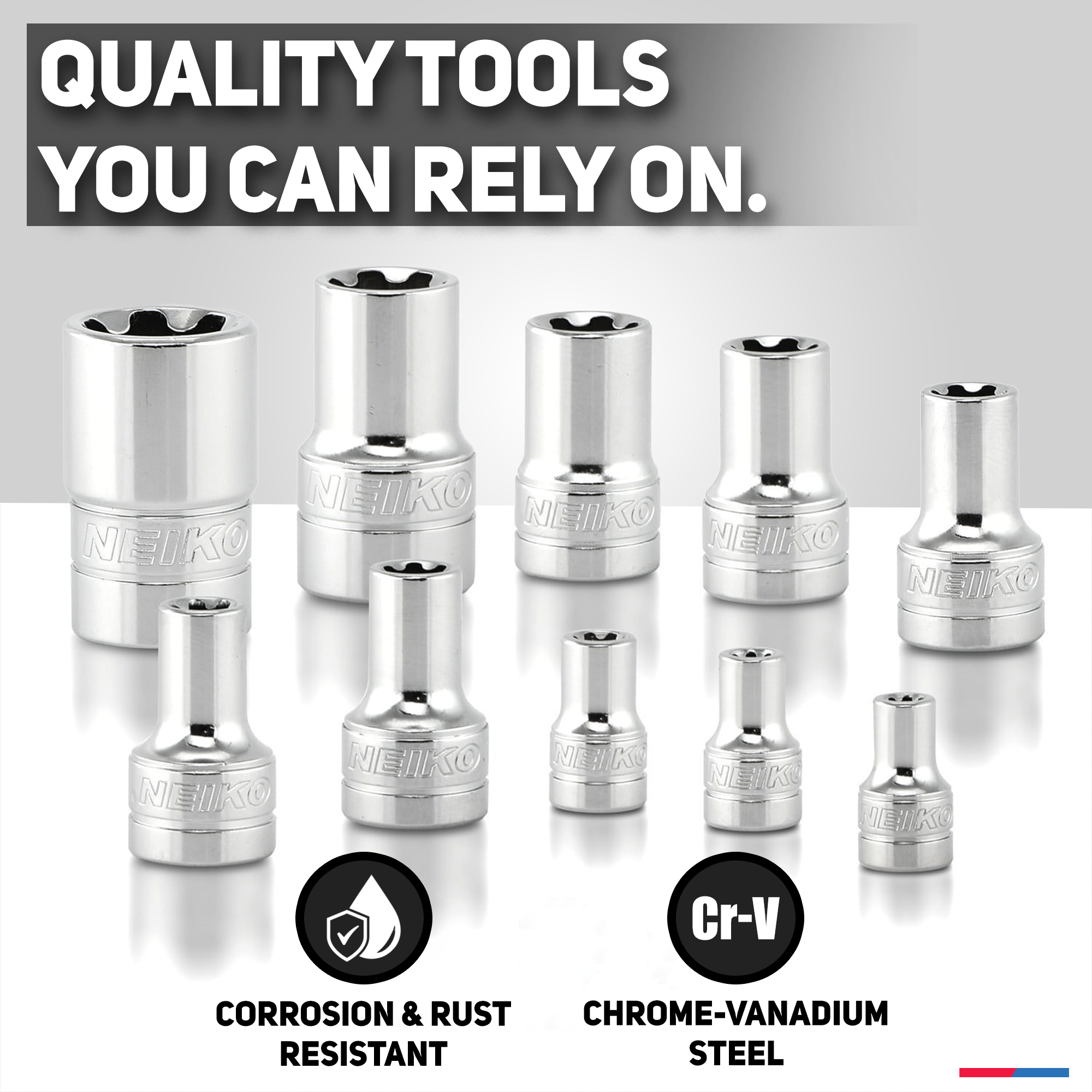 External Torx Plus Socket Set — EP6–EP24, 1/4", 3/8" & 1/2" Drive, CrV (10-Piece)