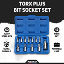 Neiko 10086A 6 Point Torx Plus Bit Socket Set, 1/4-Inch, 3/8-Inch and 1/2-Inch Drive, TP8 - TP60, 12-Piece