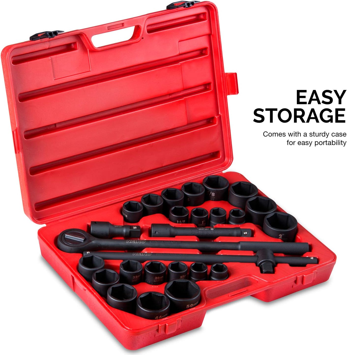 3/4" Drive Jumbo Master Impact Socket Set — SAE & Metric, Shallow (27-Piece)