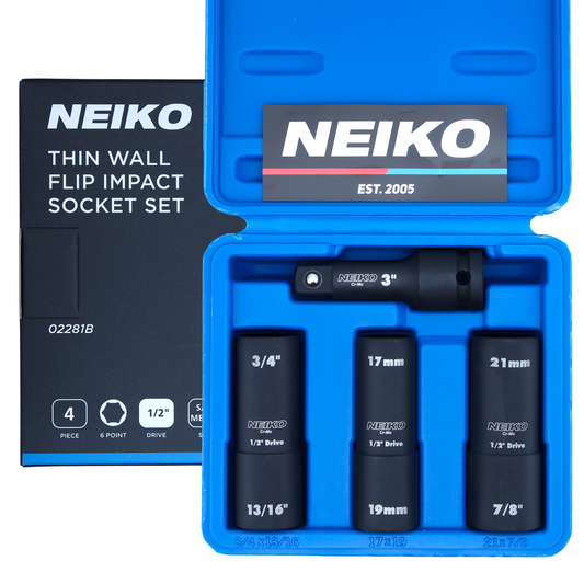 1/2” Drive Impact Flip Lug Nut Socket Set – SAE & Metric, Cr-Mo Steel (4-Piece)