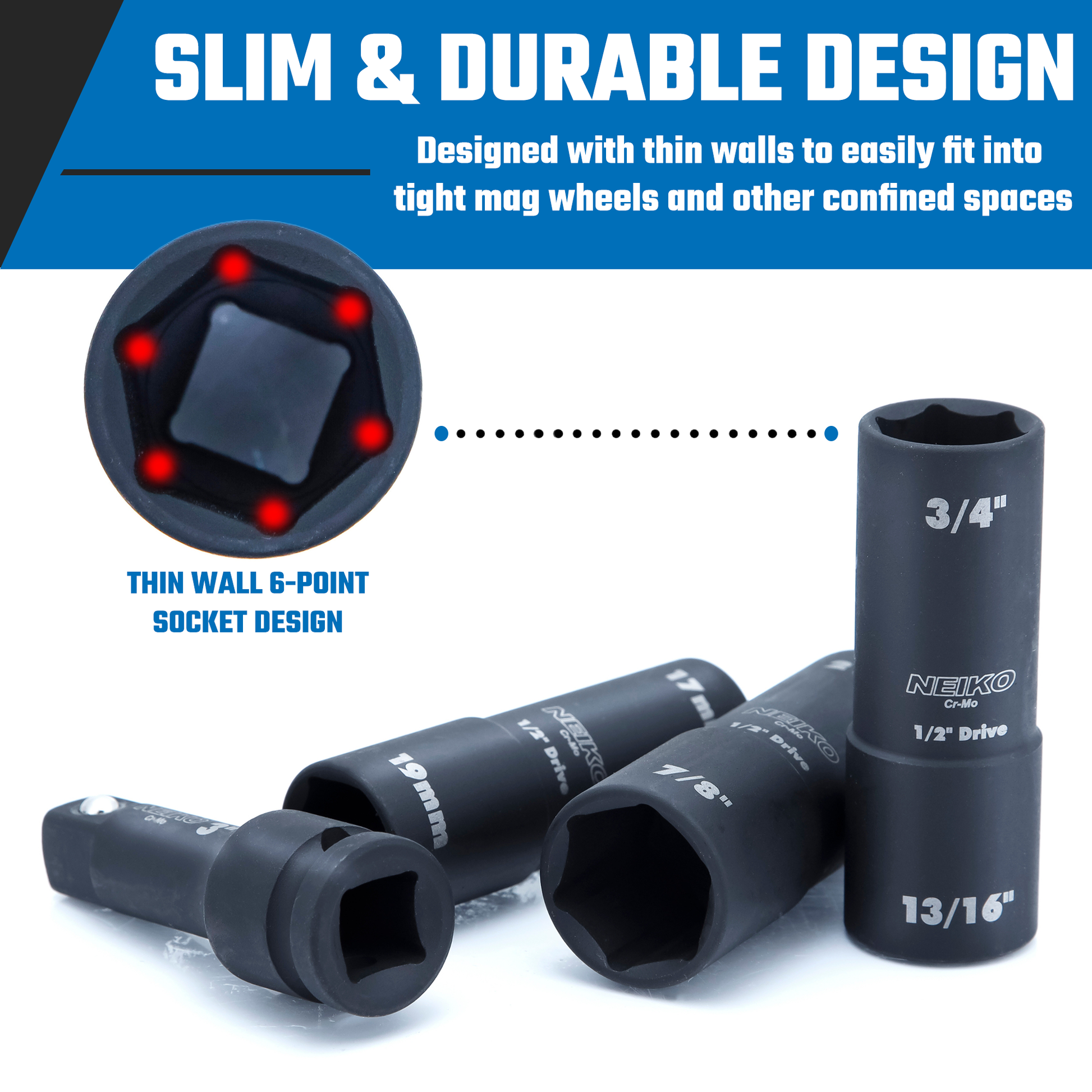 NEIKO 1/2” Drive Impact Flip Lug Nut Socket Set – SAE & M – NEIKO® NEIKO 1/2” Drive Impact Flip Lug Nut Socket Set – SAE & M – NEIKO®