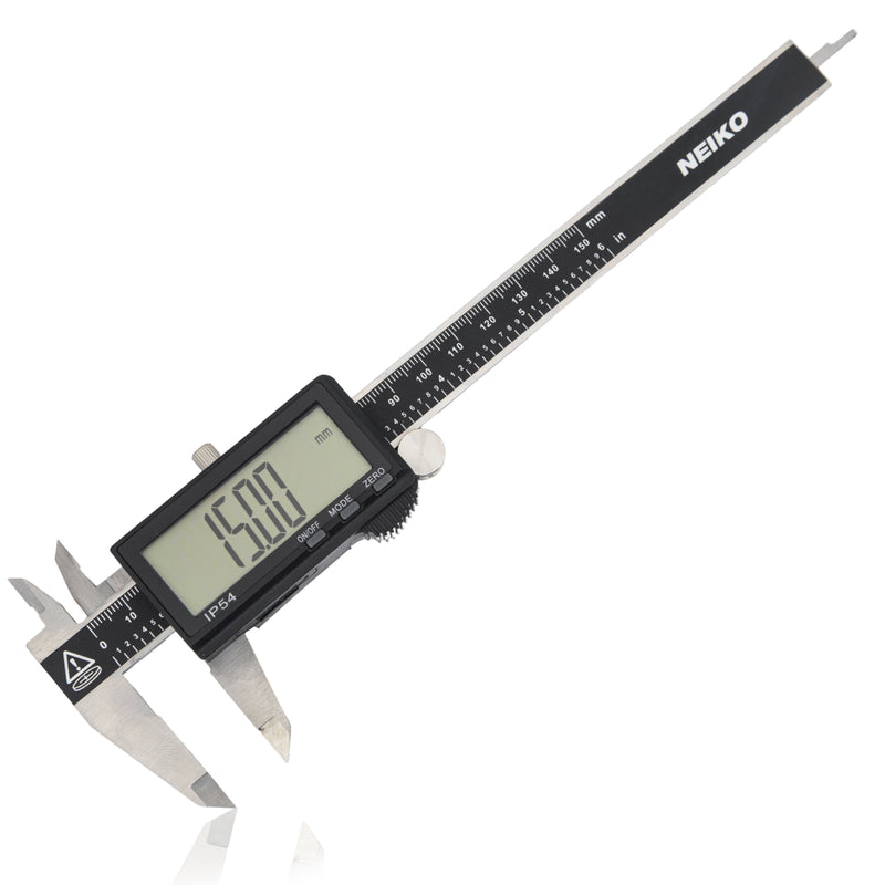 NEIKO 01401A 6-Inch Electronic Digital Caliper, Stainless Steel, Extra Large LCD Screen, Measurement Conversions for Inches, Millimeters, and Fractions