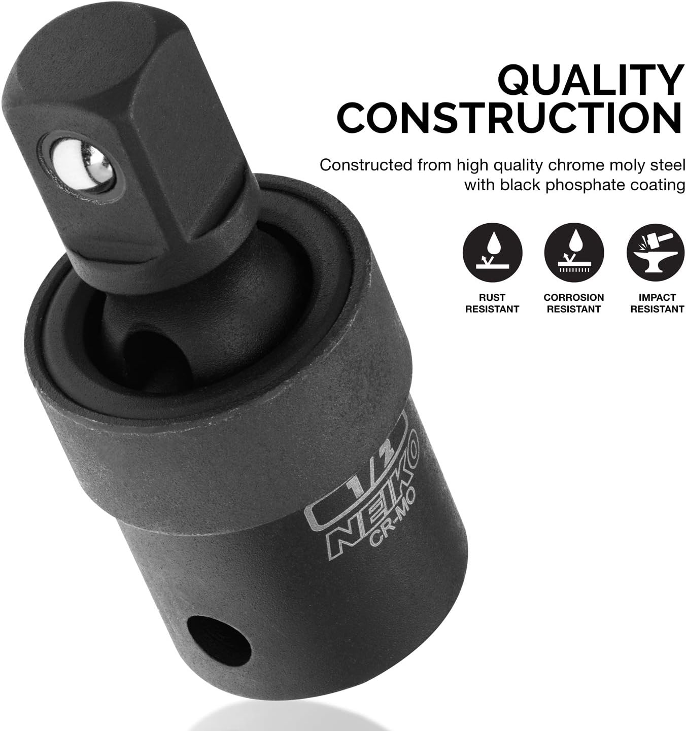 Impact Universal Joint Socket Set — 1/4", 3/8", 1/2" Drives, Cr-Mo (3-Piece)