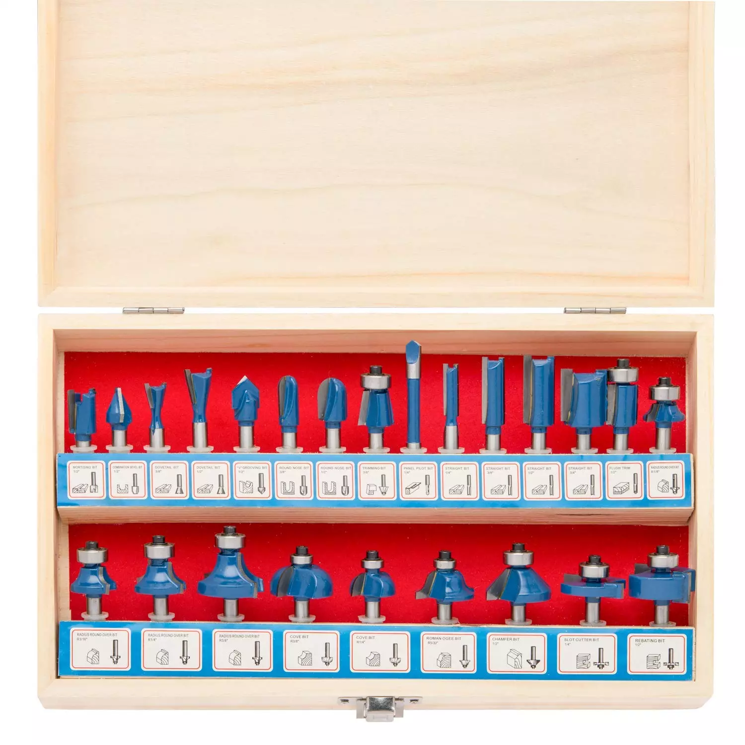 Tungsten Carbide Router Bit Set, Woodworking Tools & Accessories, 1/4" Shank (24-Piece)