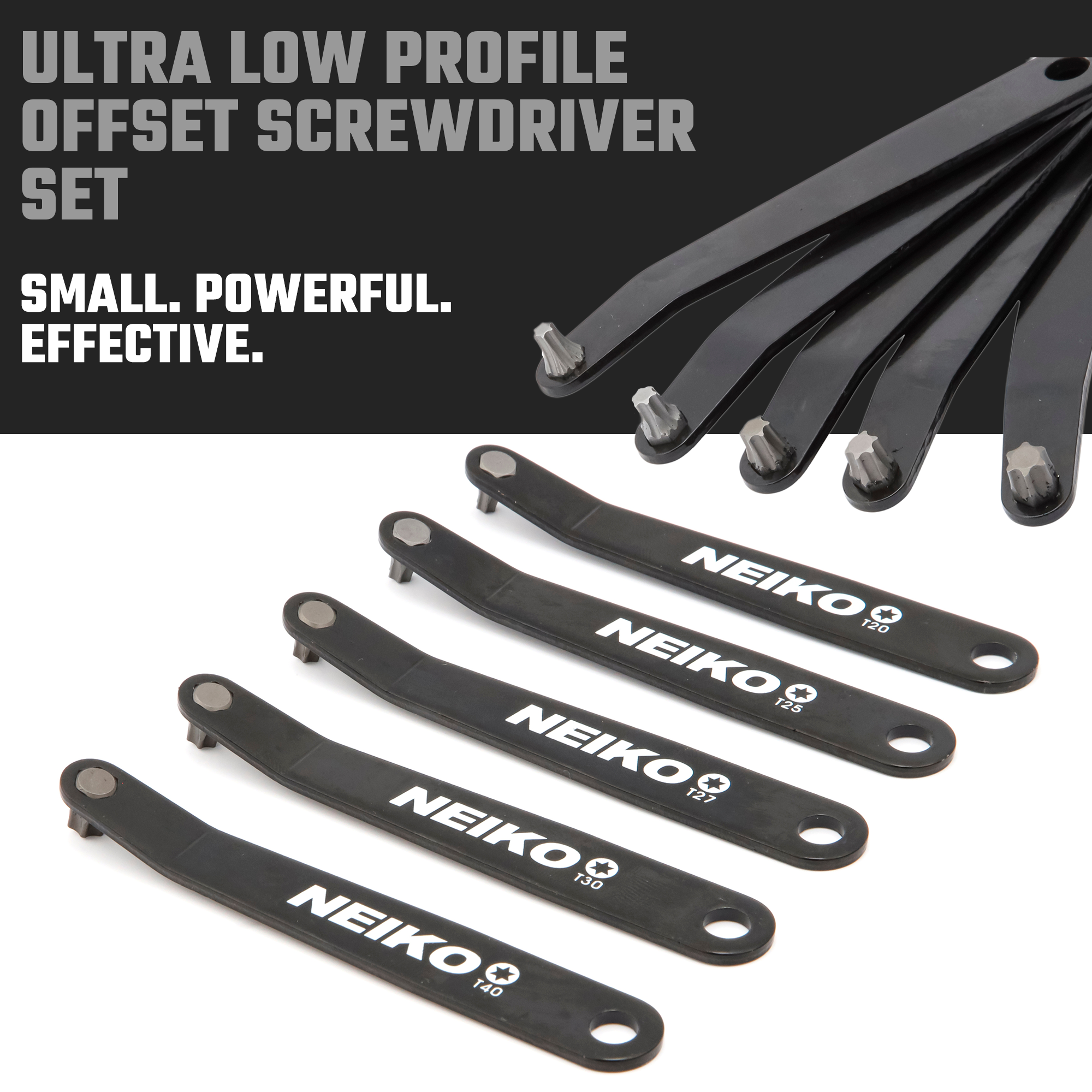 Low-Profile Offset Torx Screwdriver Set – Angled Bits, S2 Steel (5-Piece)