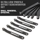 NEIKO 01325A Ultra Low Profile Offset Screwdriver Torx Set, 5 Pc, Heavy Duty S2 Steel Construction, 10mm Bit Depth, Angled Hex Bit, Bent Screwdriver for Tight Spaces, Allen Wrench Keychain