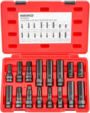 Neiko 02457A Lug-Nut Key Set, Wheel-Lock Removal Tool Kit for Aftermarket and Factory Wheel Tire Keys, SAE and Metric Lug Sockets, 16 Pieces