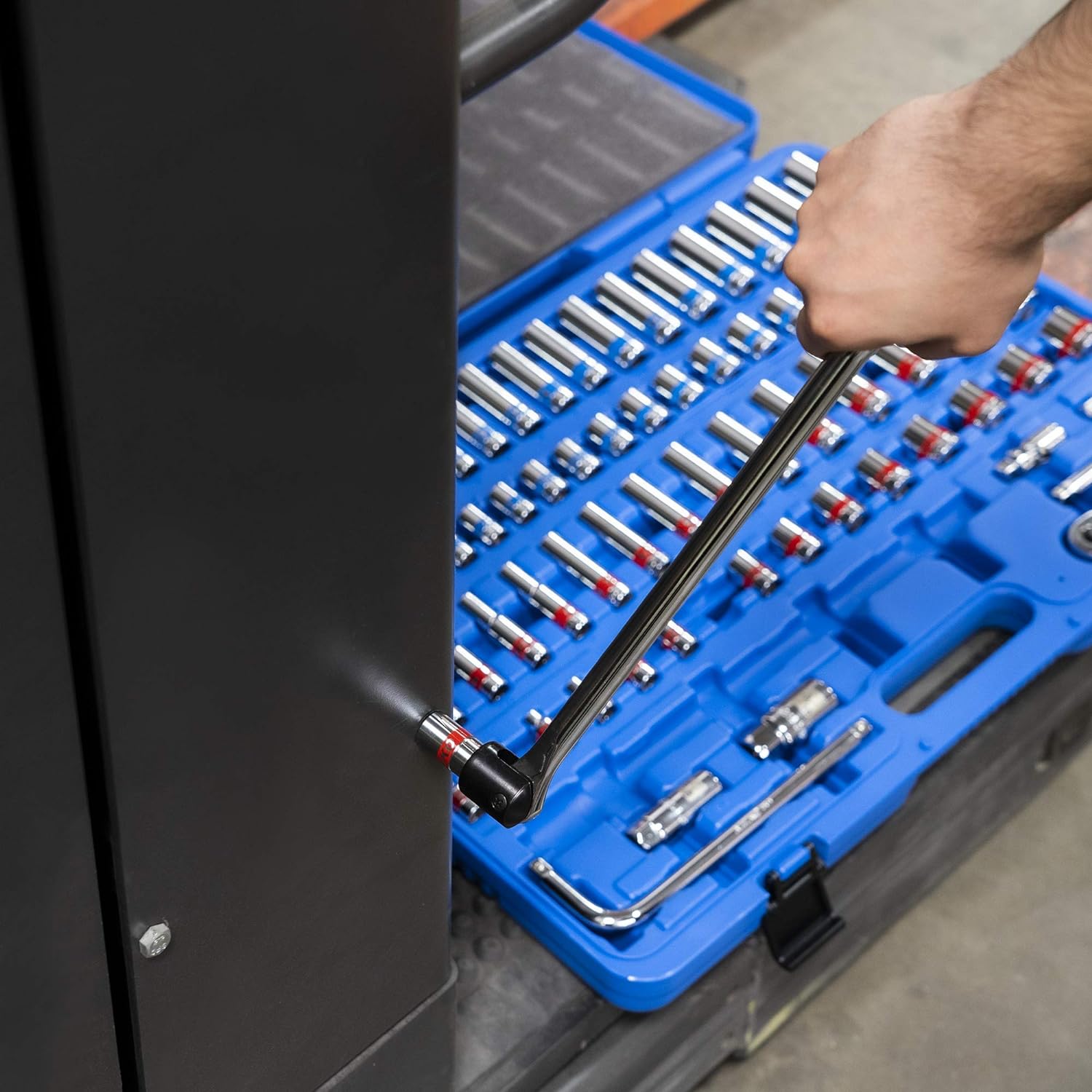 3/8" Drive Color-Coded Mechanics Socket Set — Metric & SAE, Deep & Shallow, CrV (76-Piece)