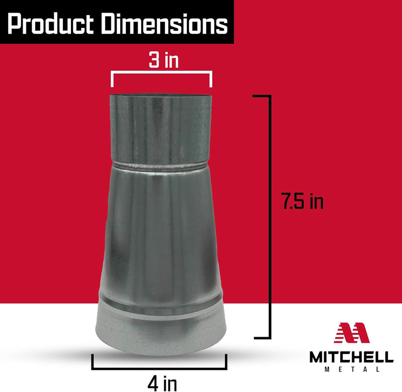Mitchell Metal Duct Reducer (4"-3")