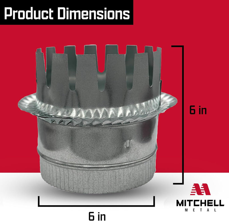 HVAC Ductboard Starting Collar with Crimp, Galvanized Sheet Metal 26-Gauge, Made in USA (6 Inch)