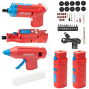 NEIKO 10583A Cordless Tool Set 3.6V Electric Rotary Tool, 46pc Accessory Kit, 20W Hot Glue Gun, 20 Glue Sticks, 34pc Cordless Electric Screwdriver Set, USB Charging Cord & Quick Change Features