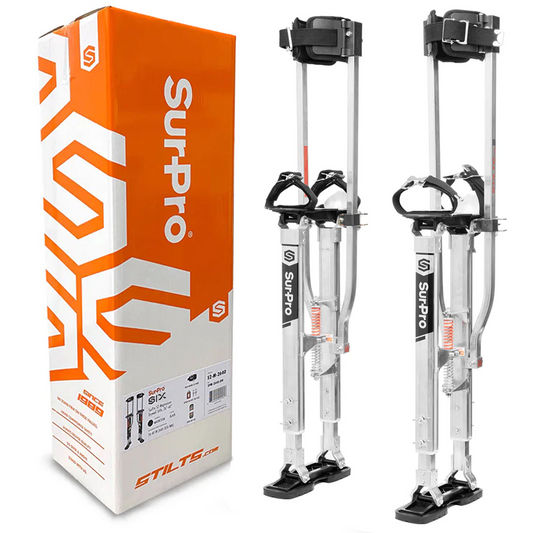 SurPro Double-Sided Drywall Stilts, Aluminum Base, 16” - 24” Height, QuadLock Contractor-Grade Stilts (S2-A-1624) for Drywallers, Painters, Ceiling Work, Stilts Drywall