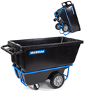MAGNUM Tilt Truck, 1 Cu. Yd. Covered Capacity Dump Cart with Heavy Duty 12” Wheels & 5” Casters & Forklift-able Frame for Jobsites, 1250 lbs, Trash Cart with Wheels DUC100-F-02PK (2-Pack)