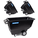 MAGNUM Tilt Truck, 1 Cu. Yd. Covered Capacity Dump Cart with Heavy Duty 12” Wheels & 5” Casters for Jobsites, 800 lbs, Trash Cart with Wheels DUC100-12-03PK (3-Pack)