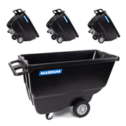 Tilt Truck, 1 Cu. Yd. Covered Capacity Dump Cart with Heavy Duty 12” Wheels & 5” Casters (4-Pack)