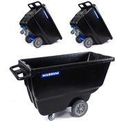 Tilt Truck, 1 Cu. Yd. Covered Capacity Dump Cart with Non-Marking 12” Wheels & 5” Casters & Reinforcing Bottom Frame, 1000 lbs (3-Pack)