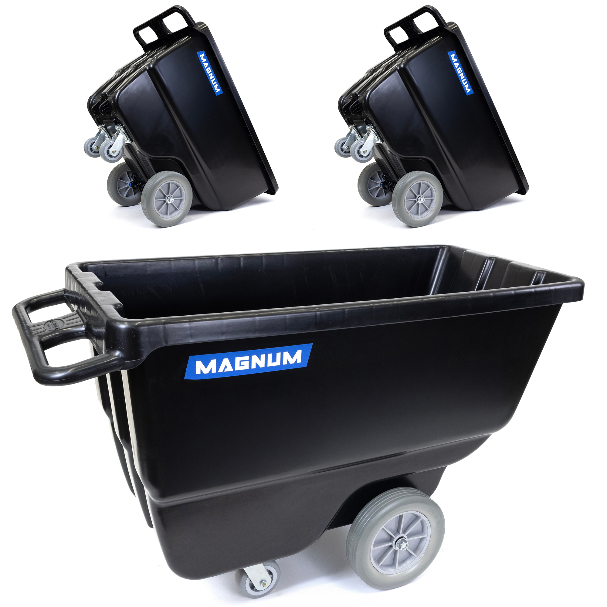 1/2 Cu. Yd. Tilt Truck Dump Cart – Non-Marking Wheels, 750 lb Capacity (3-Pack)