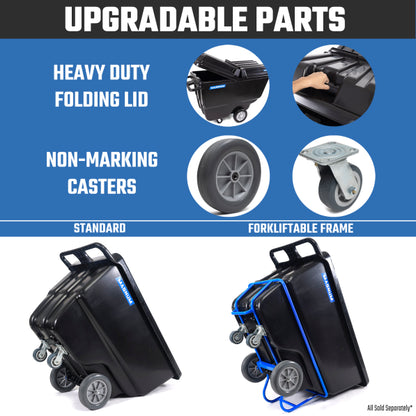 MAGNUM Tilt Truck, 1/2 Cu. Yd. Capacity Dump Cart with Heavy Duty 12” Wheels & 5” Casters & Forklift-able Frame for Jobsites, 850 lbs, Trash Cart with Wheels DUC12T-F-04PK (4-Pack)