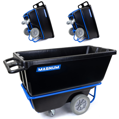 MAGNUM Tilt Truck, 1/2 Cu. Yd. Capacity Dump Cart with Non-Marking 12” Wheels & 5” Casters & Forklift-able Frame for Jobsites, 850 lbs, Trash Cart with Wheels DUC12T-F-NM-03PK (3-Pack)