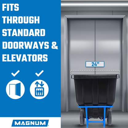 MAGNUM Tilt Truck, 1/2 Cu. Yd. Capacity Dump Cart with Non-Marking 12” Wheels & 5” Casters & Forklift-able Frame for Jobsites, 850 lbs, Trash Cart with Wheels DUC12T-F-NM-03PK (3-Pack)