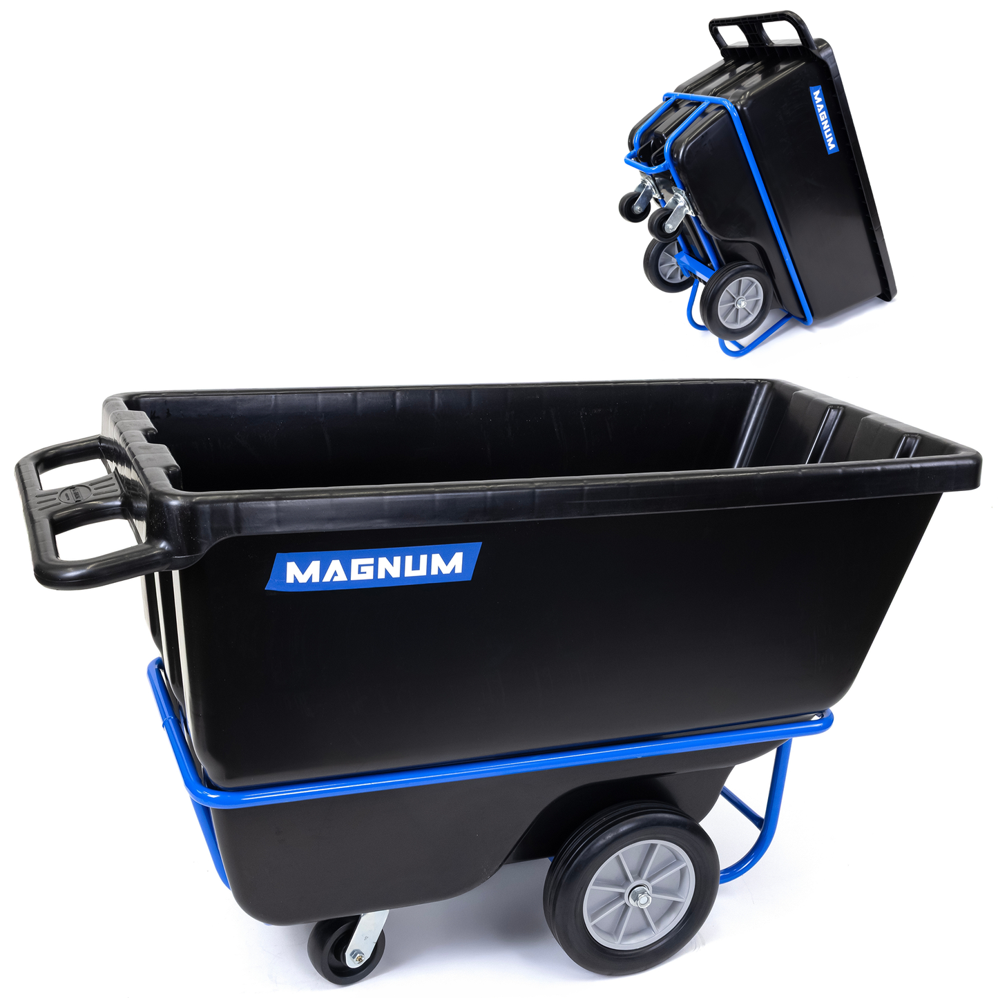 MAGNUM Tilt Truck, 1/2 Cu. Yd. Capacity Dump Cart with Heavy Duty 12” Wheels & 5” Casters & Forklift-able Frame for Jobsites, 850 lbs, Trash Cart with Wheels DUC12T-F-02PK (2-Pack)
