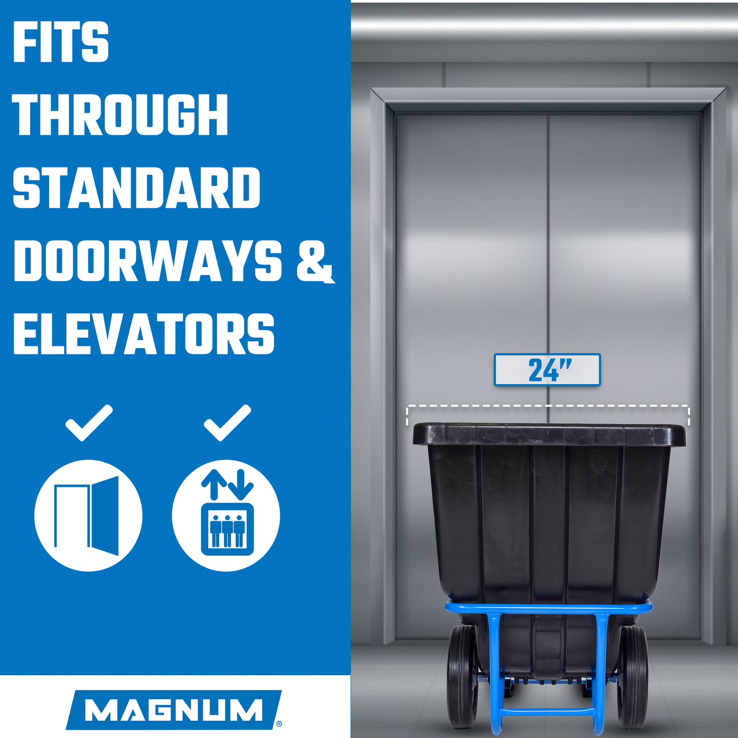 MAGNUM Tilt Truck, 1/2 Cu. Yd. Capacity Dump Cart with Heavy Duty 12” Wheels & 5” Casters & Forklift-able Frame for Jobsites, 850 lbs, Trash Cart with Wheels DUC12T-F-02PK (2-Pack)